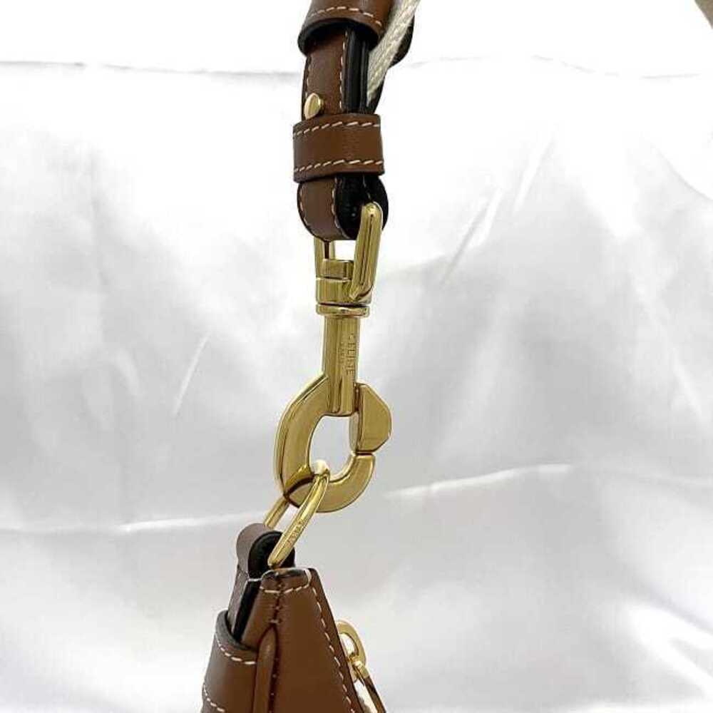 Celine Shoulder Bag Ava Strap Brown Hobo Leather Shoulder Zipper Logo One Point - Picture 7 of 10